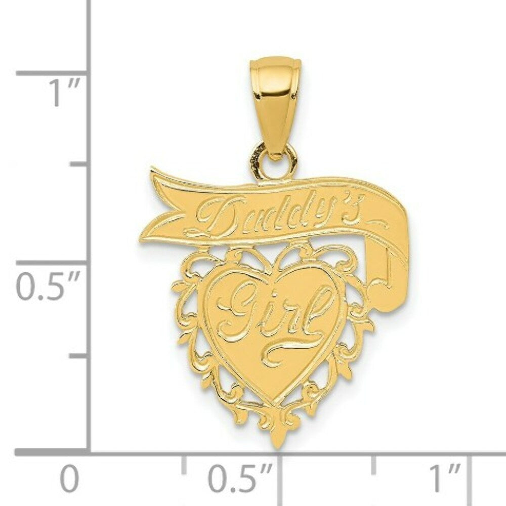 14K Yellow Gold Daddy's Girl Heart Pendant