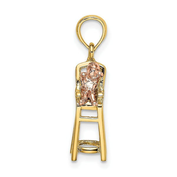 14K Two-Tone Gold High Chair With Baby Charm Pendant