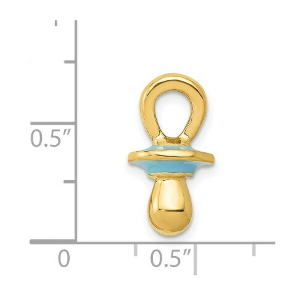 14K Yellow Gold Blue Enameled Pacifier Pendant