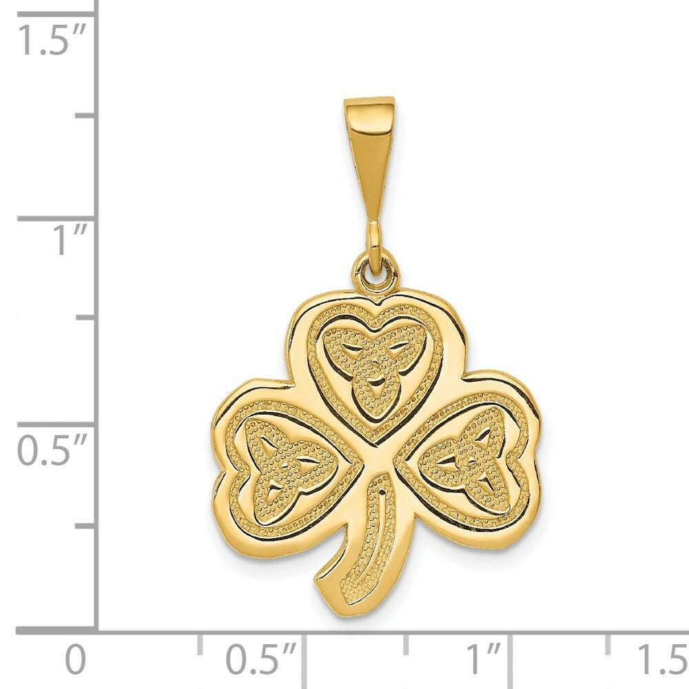 14K Yellow Gold Trinity Clover Pendant