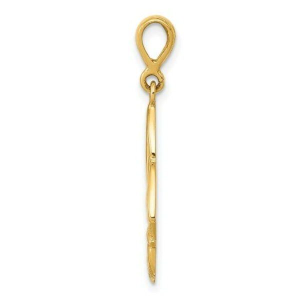 14K Yellow Gold Rhodium Diamond-cut Claddagh Pendant 30mm length