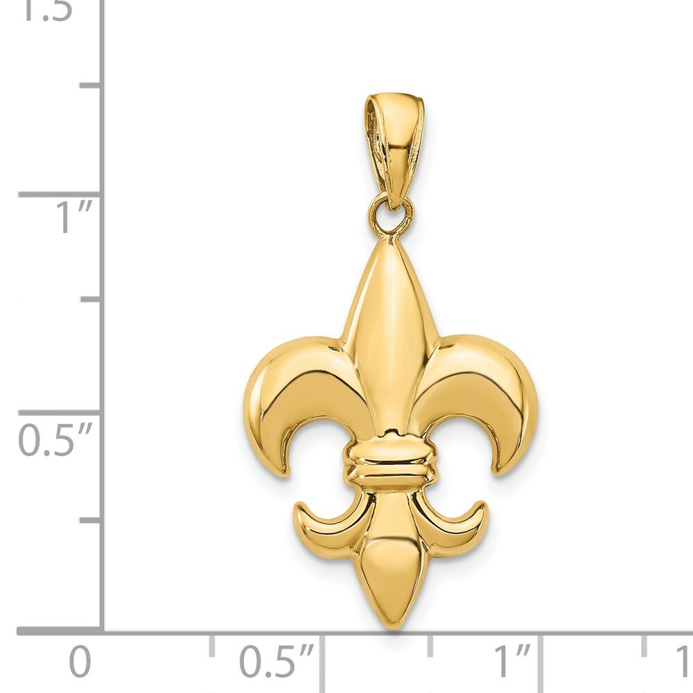 14K Yellow Gold Medium Fleur-De-Lis Pendant