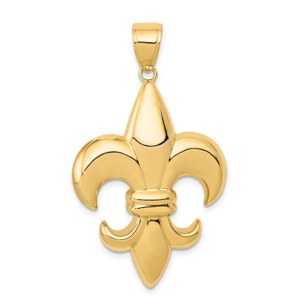 14K Yellow Gold Large Fleur-De-Lis Pendant