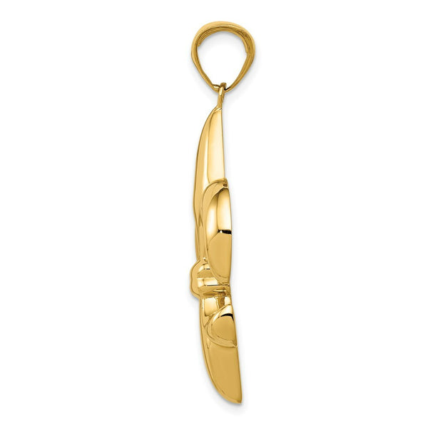 14K Yellow Gold Large Fleur-De-Lis Pendant