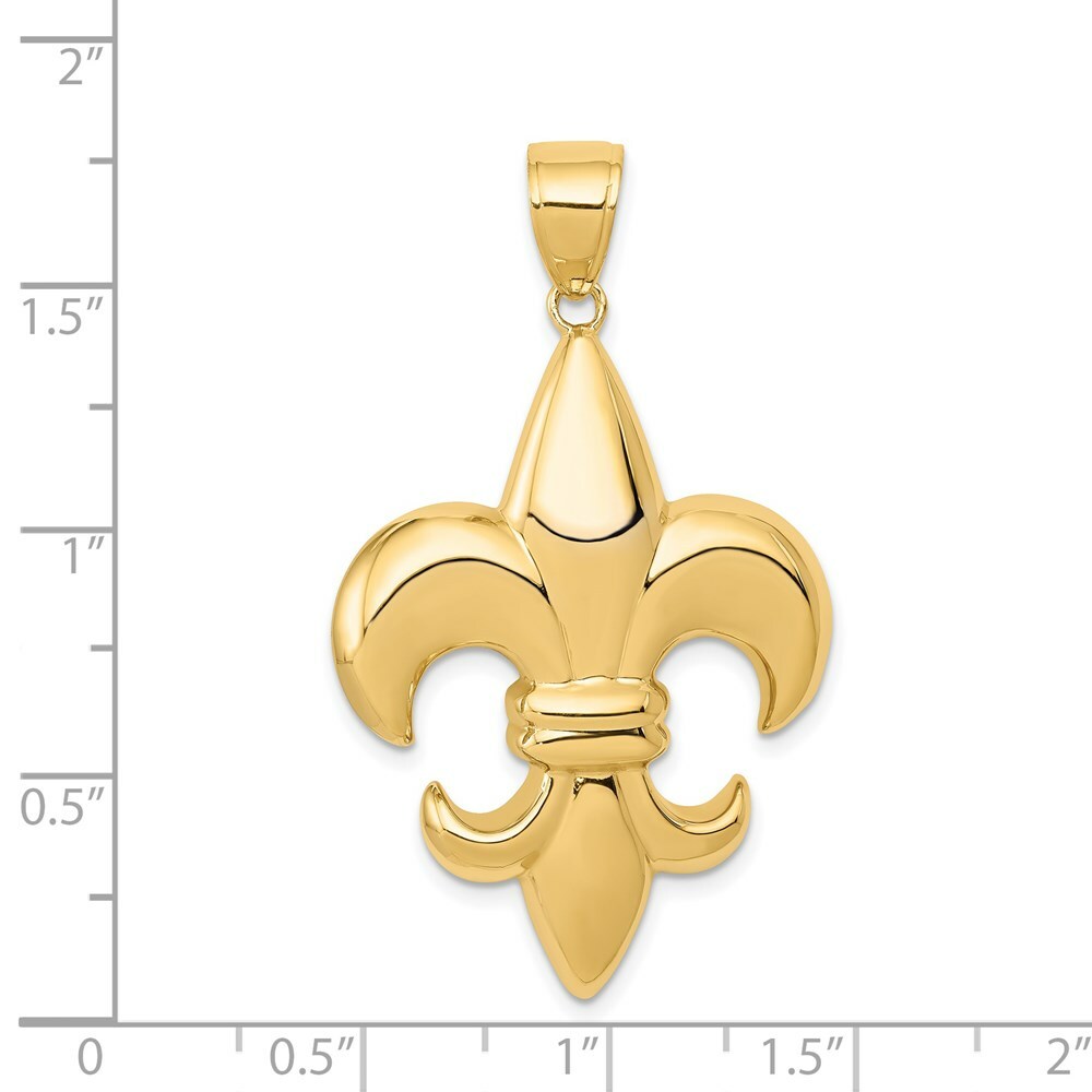 14K Yellow Gold Large Fleur-De-Lis Pendant