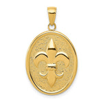 Load image into Gallery viewer, 14K Yellow Gold Fleur-De-Lis on Oval Disk Pendant

