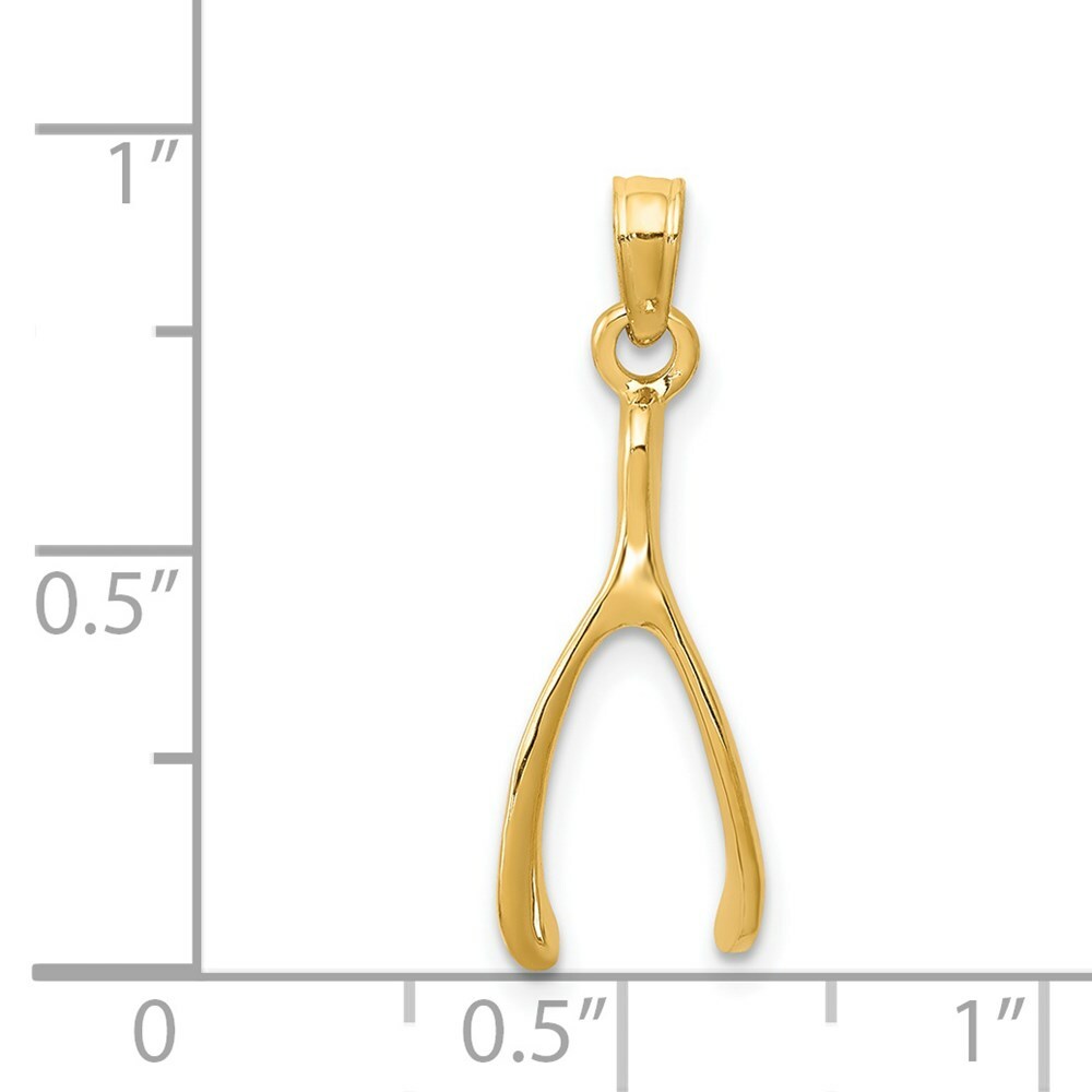 14K Yellow Gold Wishbone Pendant