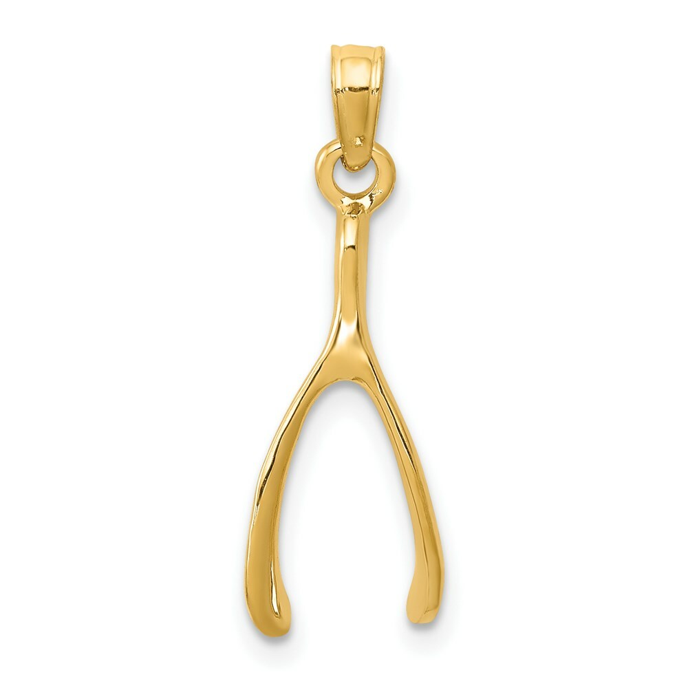 14K Yellow Gold Wishbone Pendant
