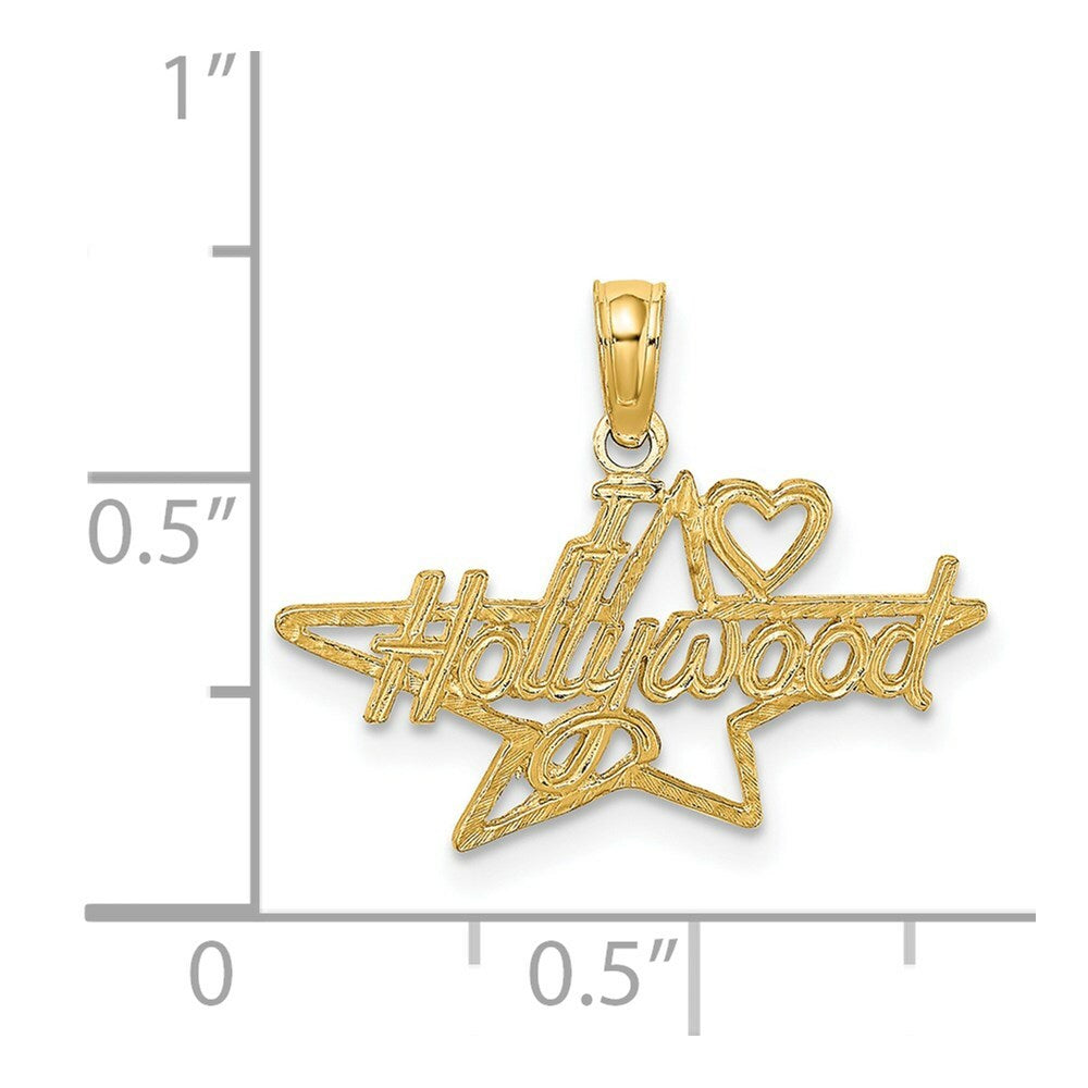 14K Yellow Gold I Heart Hollywood Star Charm Pendant