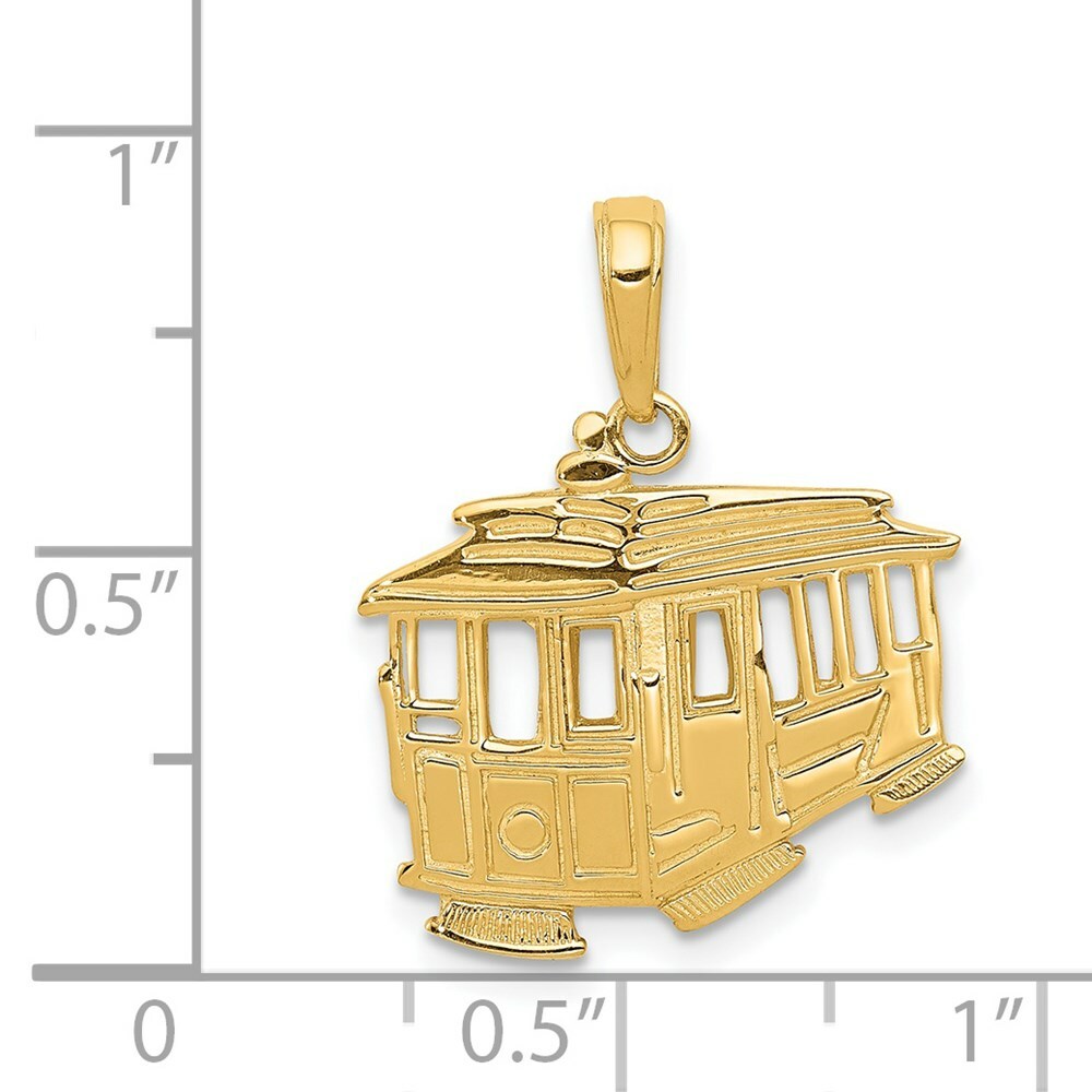 14K Yellow Gold Cable Car Pendant