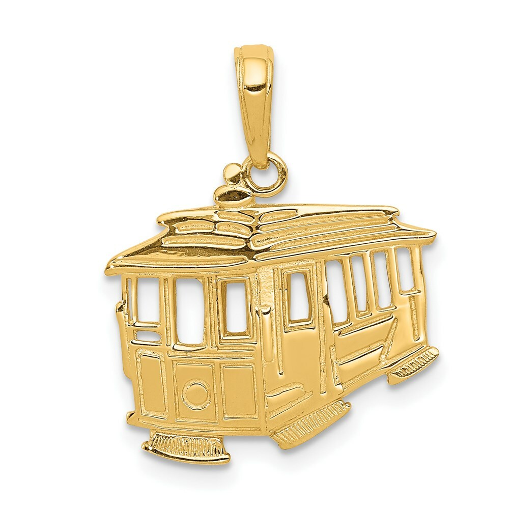 14K Yellow Gold Cable Car Pendant
