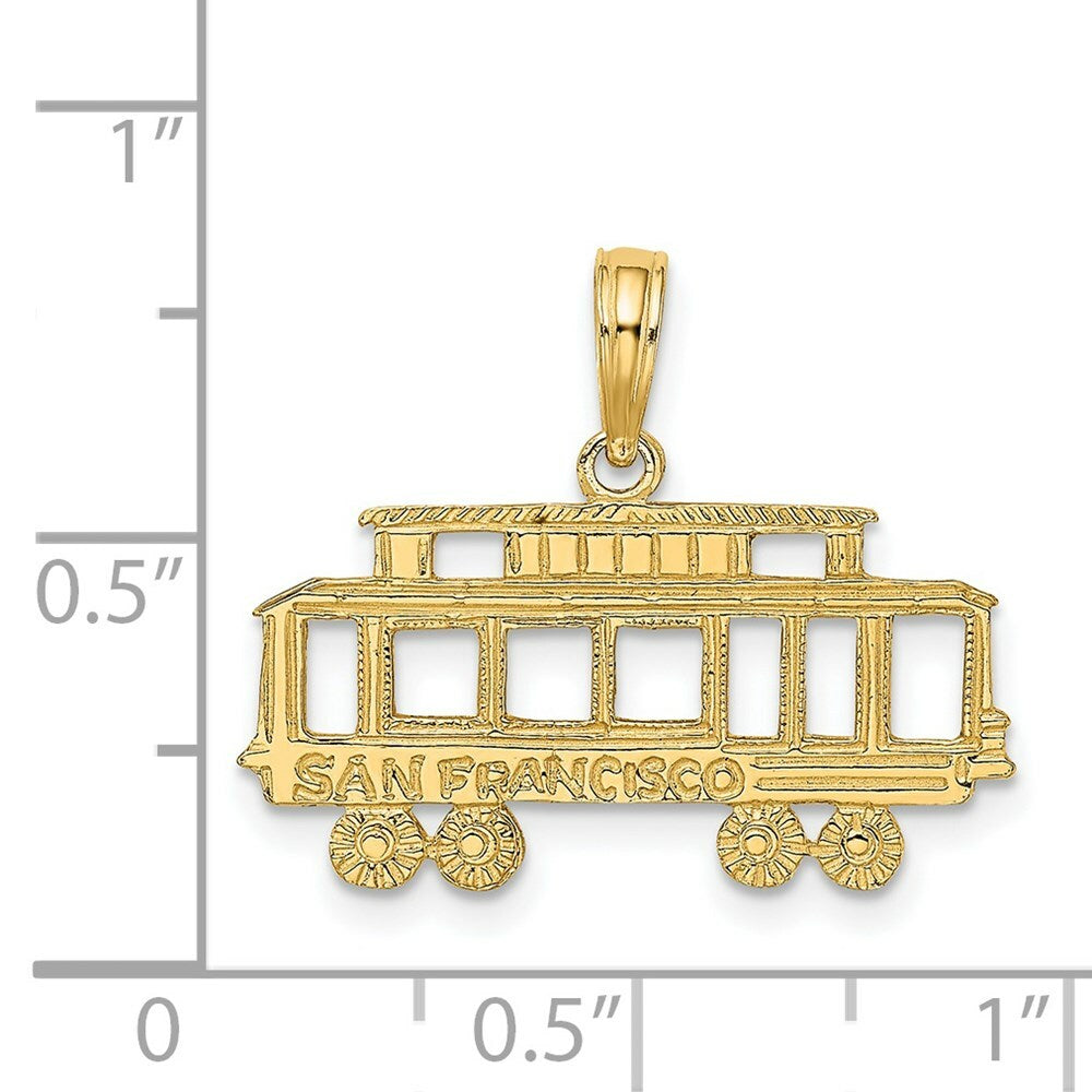 14K Yellow Gold San Francisco Cable Car Charm Pendant