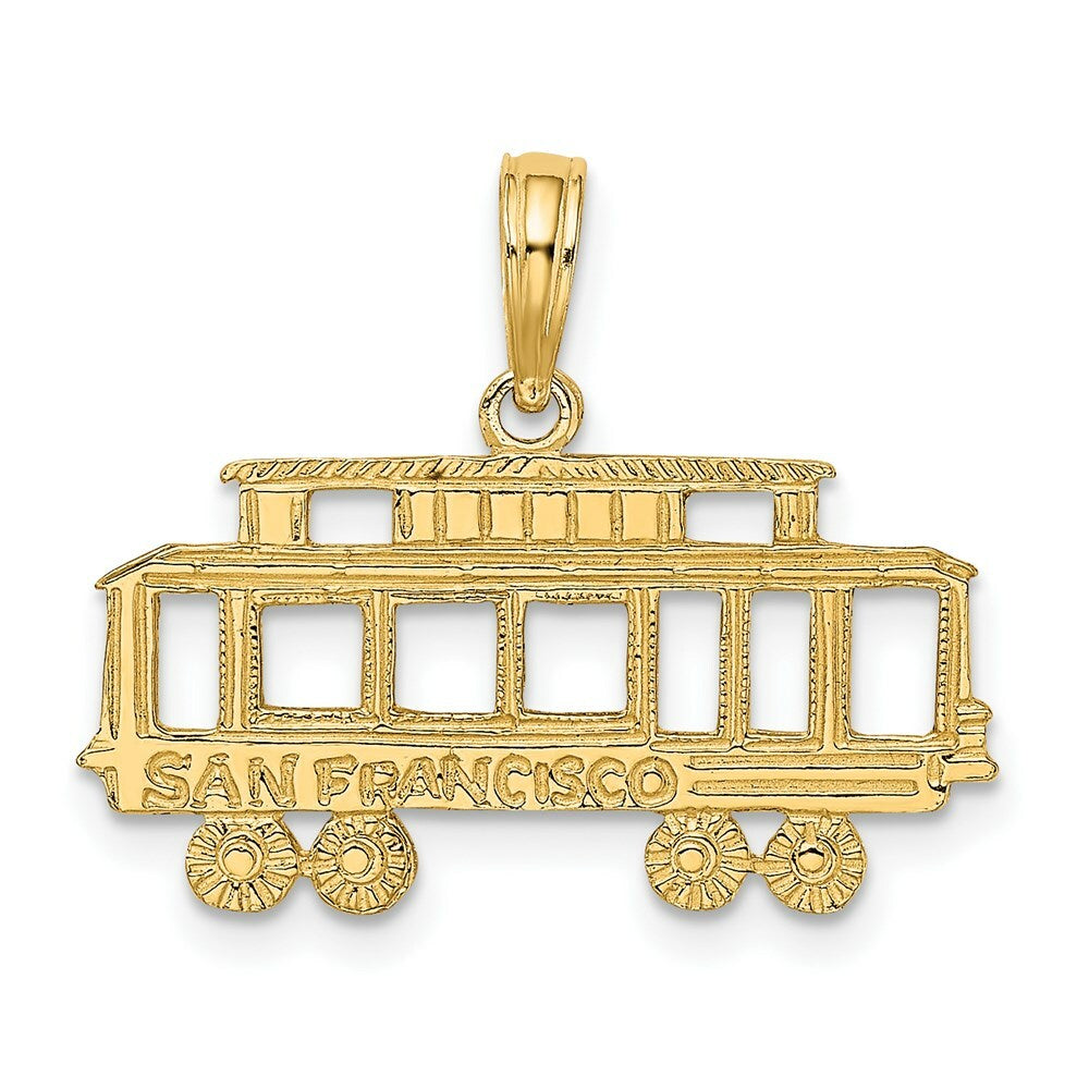 14K Yellow Gold San Francisco Cable Car Charm Pendant