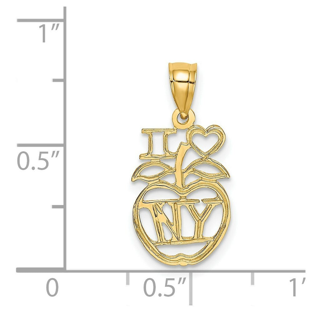 14K Yellow Gold I Heart NY Apple Charm Pendant