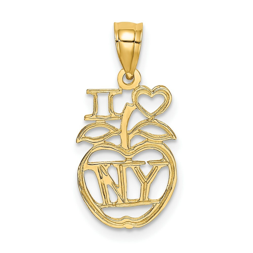 14K Yellow Gold I Heart NY Apple Charm Pendant