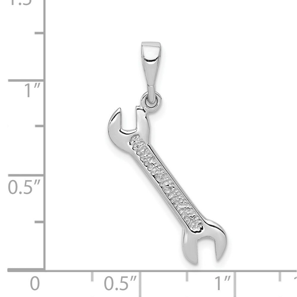 14K White Gold Wrench Pendant