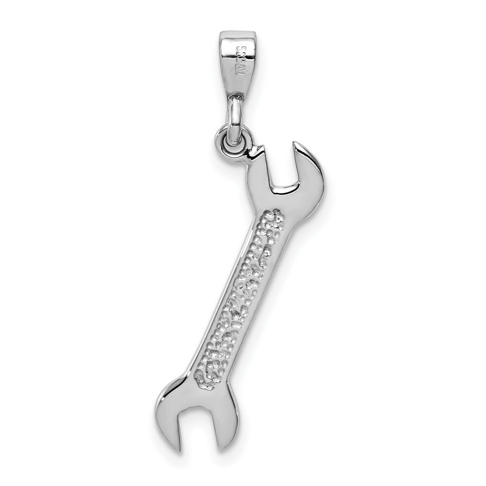 14K White Gold Wrench Pendant