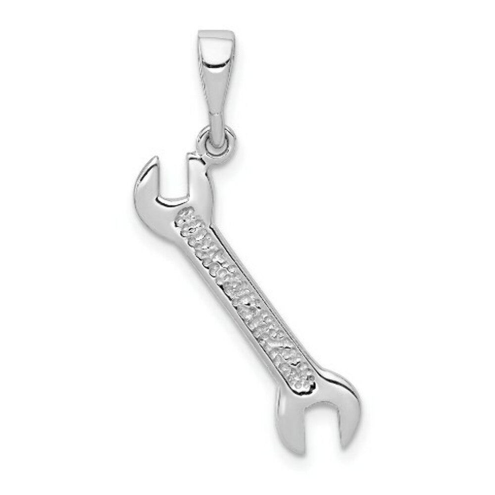 14K White Gold Wrench Pendant