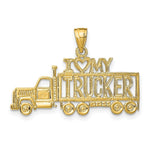 Load image into Gallery viewer, 14K Yellow Gold I Love My Trucker Truck Pendant

