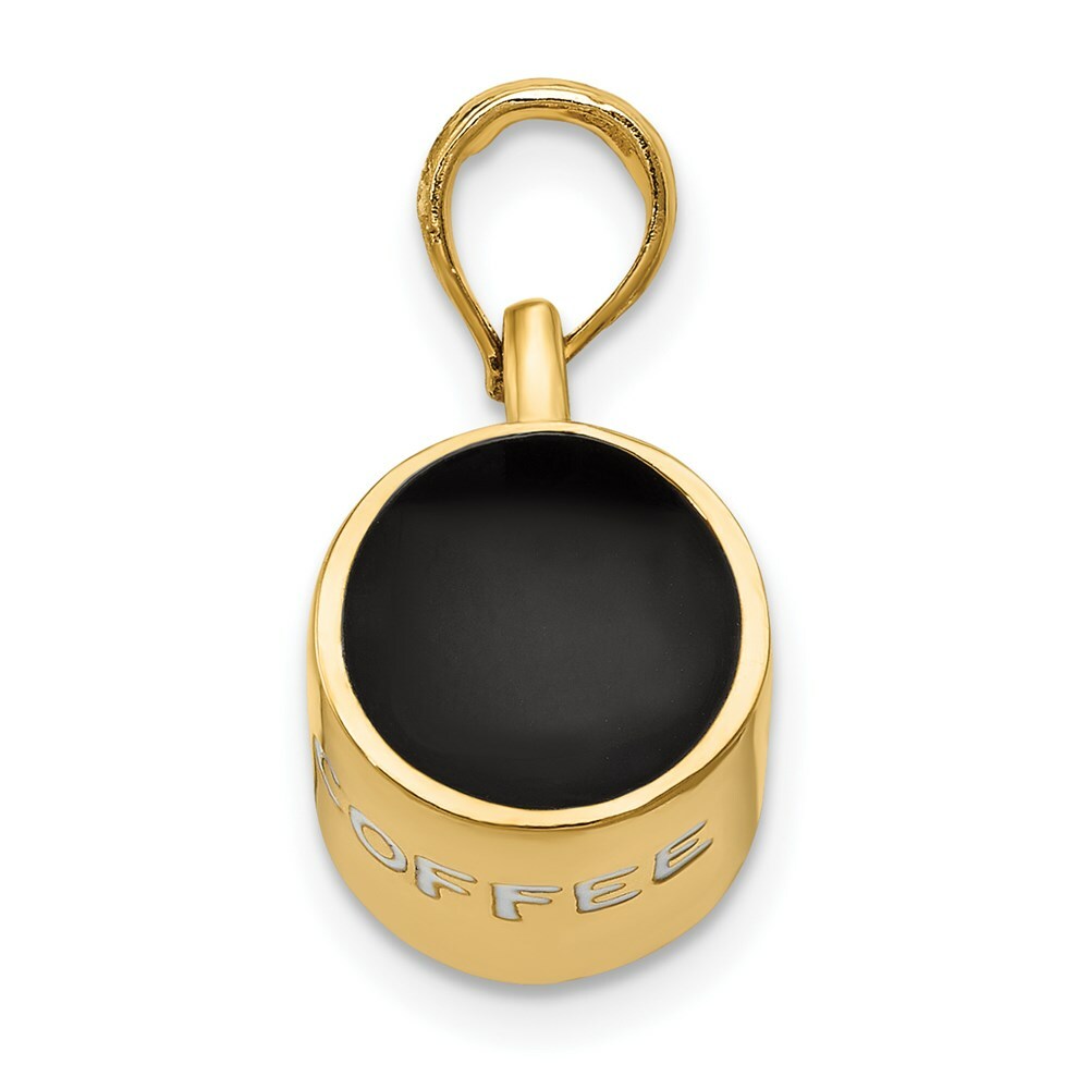 14K Yellow Gold Enameled Coffee Cup Pendant