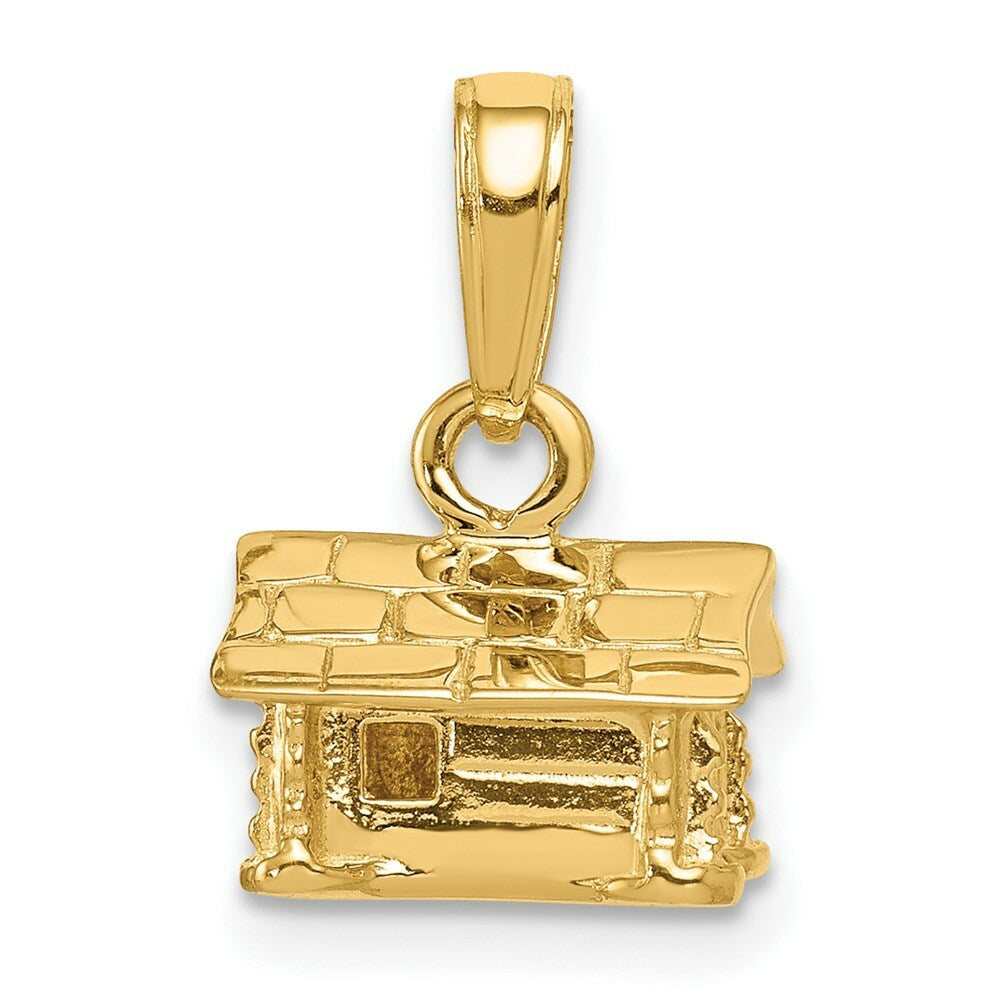 14K Yellow Gold 3-D Log Cabin Pendant