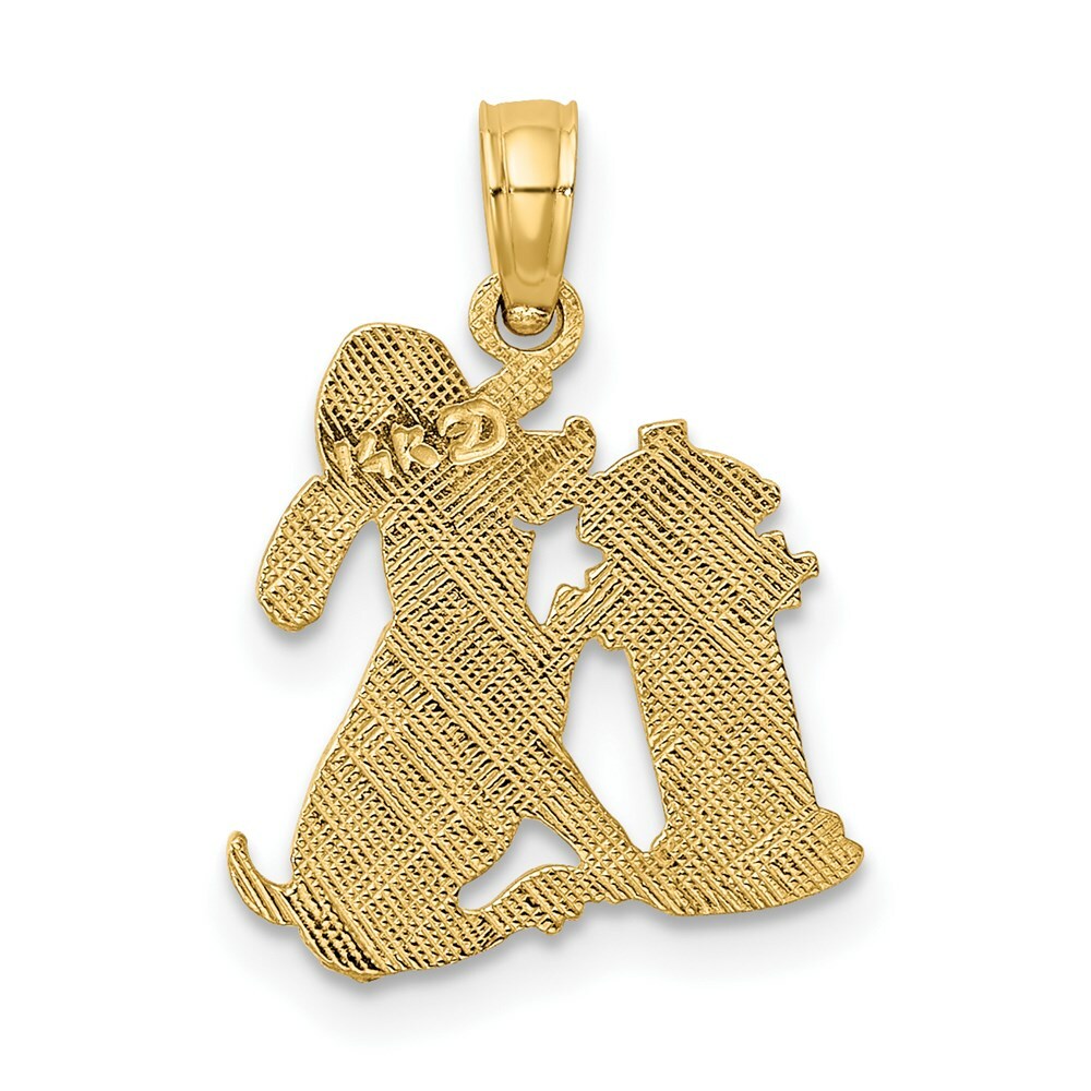 14K Yellow Gold Fire Hydrant & Dog Charm Pendant