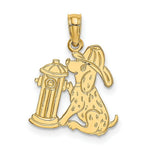 Load image into Gallery viewer, 14K Yellow Gold Fire Hydrant &amp; Dog Charm Pendant
