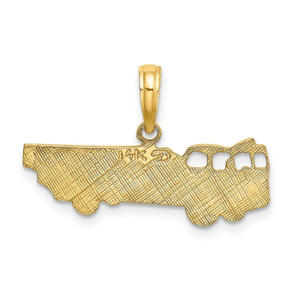 14K Yellow Gold Fire Truck Charm Pendant
