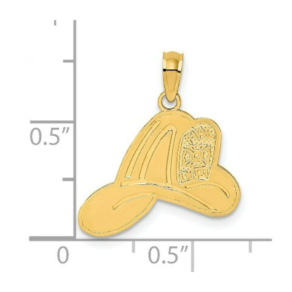14K Yellow Gold Fire Dept Helmet Charm Pendant