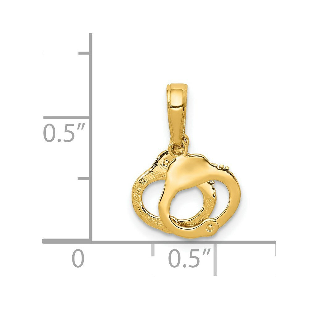 14K Yellow Gold Handcuffs Pendant