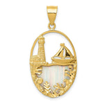 Load image into Gallery viewer, 14K Yellow Gold Imitation Opal Lighthouse &amp; Sailboat Pendant
