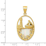 Load image into Gallery viewer, 14K Yellow Gold Imitation Opal Lighthouse &amp; Sailboat Pendant
