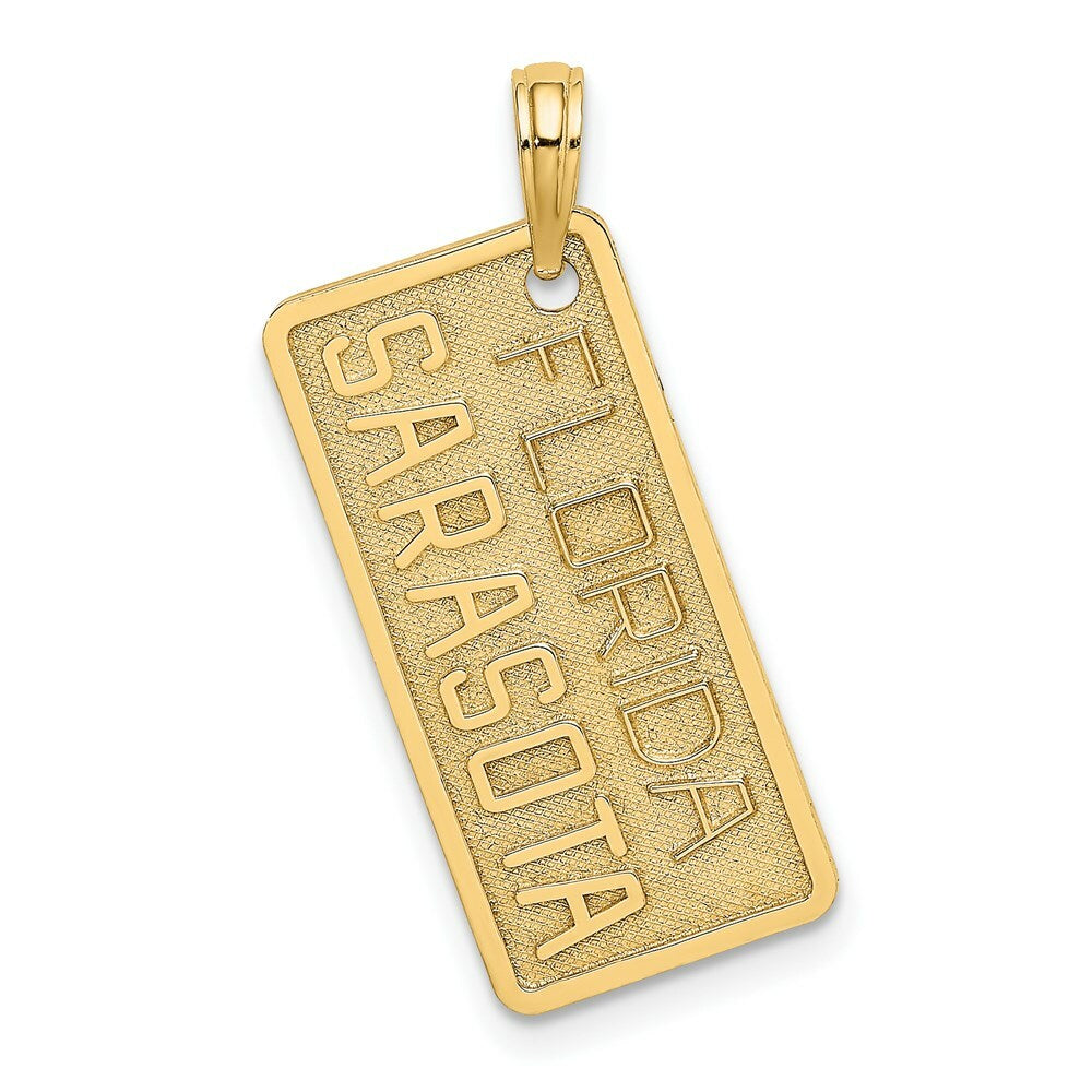 14K Yellow Gold Florida Sarasota License Plate Charm Pendant