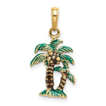 Load image into Gallery viewer, 14K Yellow Gold Enameled Palm Trees Pendant

