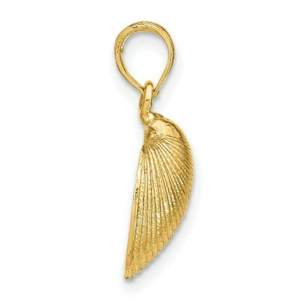 14K Yellow Gold Medium Clam Shell Pendant