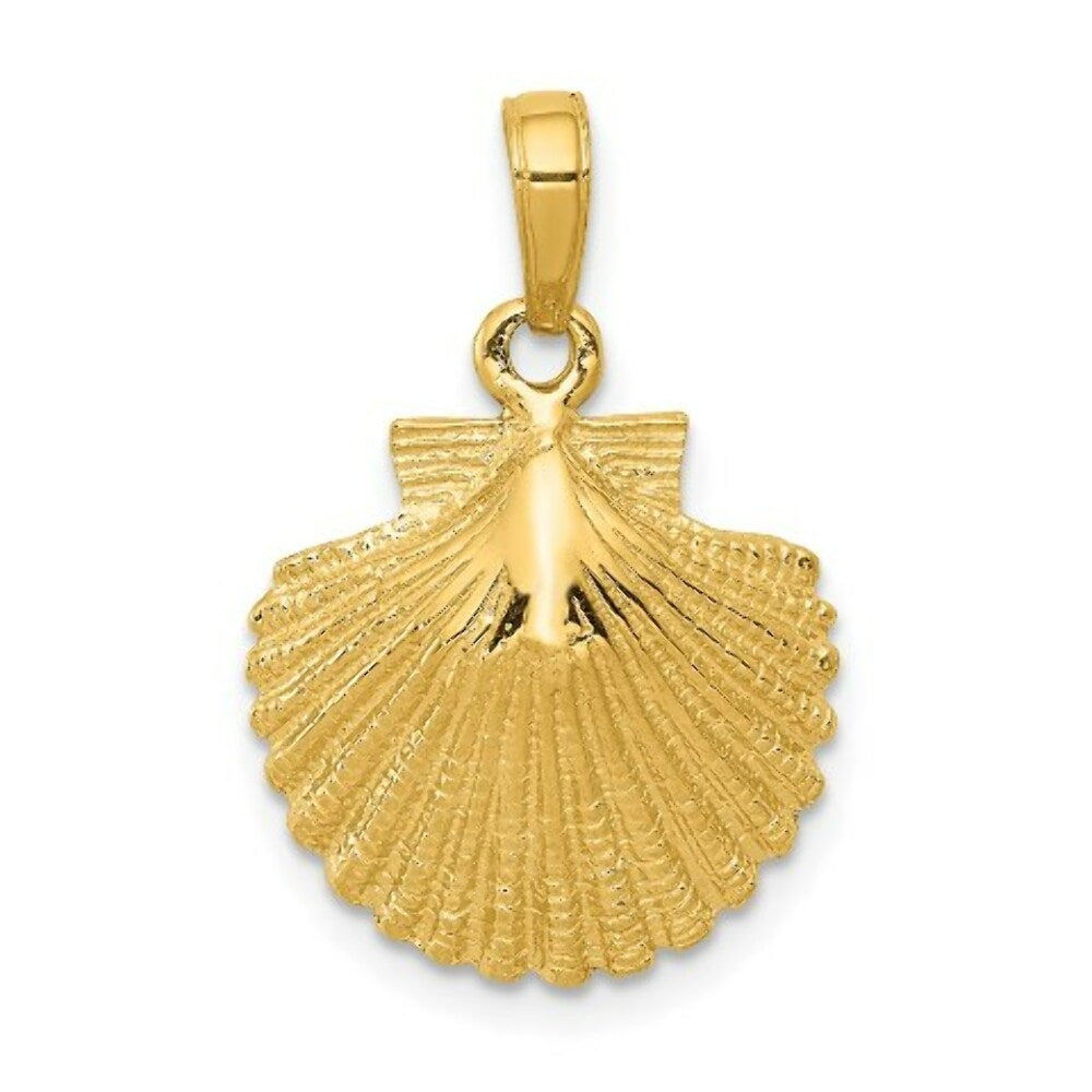 14K Yellow Gold Scallop Shell Pendant 15mm width