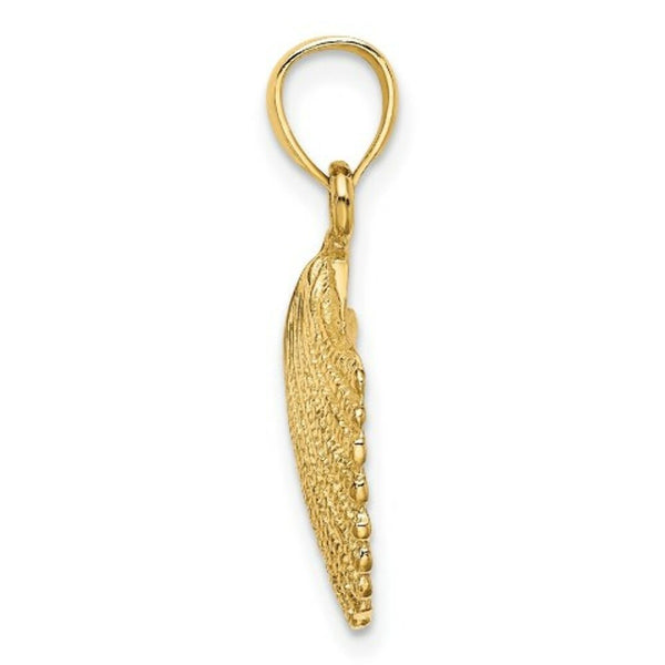14K Yellow Gold Scallop Shell Pendant 15mm width