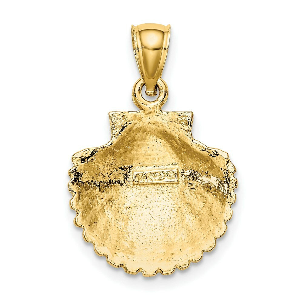 14K Yellow Gold Scallop Shell Pendant 15mm width