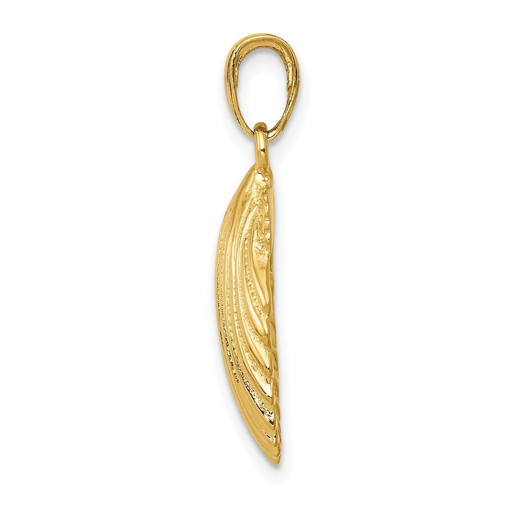 14K Yellow Gold Scallop Shell Pendant 15mm width