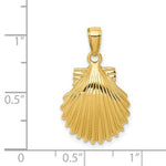 Load image into Gallery viewer, 14K Yellow Gold Scallop Shell Pendant 15mm width
