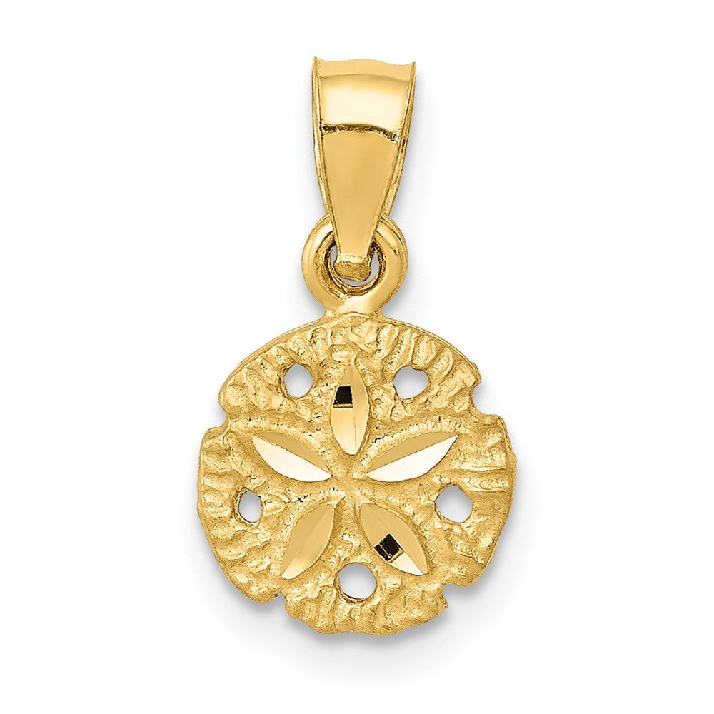 14K Yellow Gold Sand Dollar Pendant 8mm width