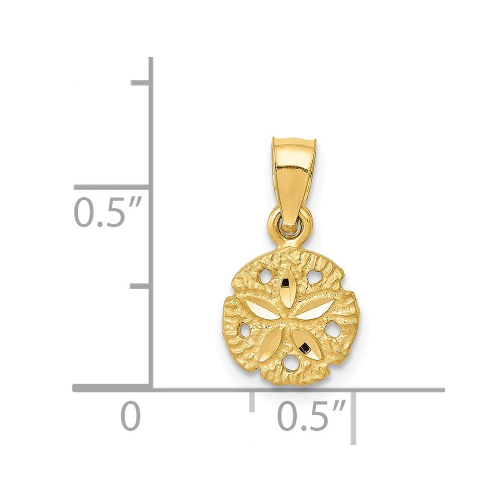 14K Yellow Gold Sand Dollar Pendant 8mm width