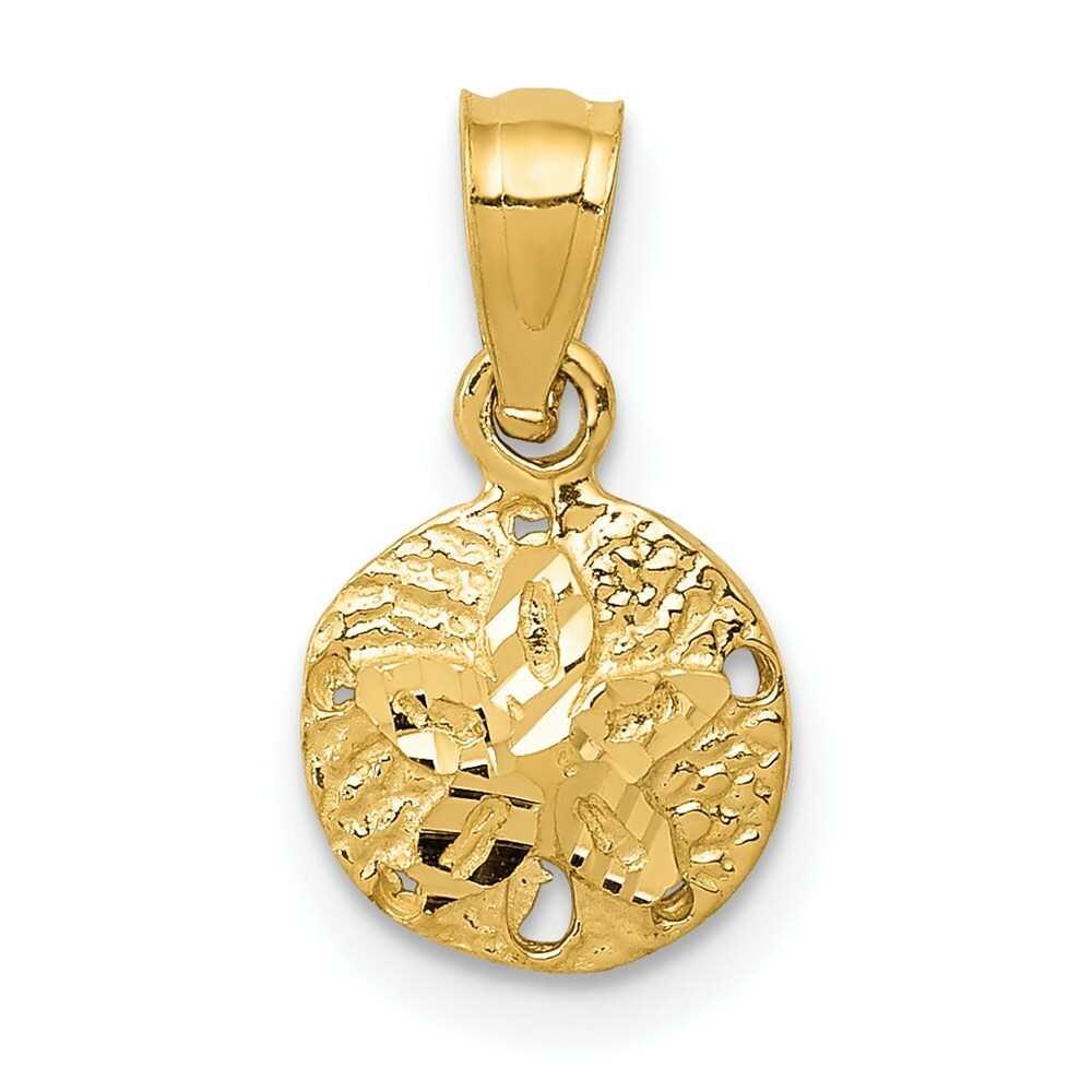 14K Yellow Gold Sand Dollar Pendant 8mm width