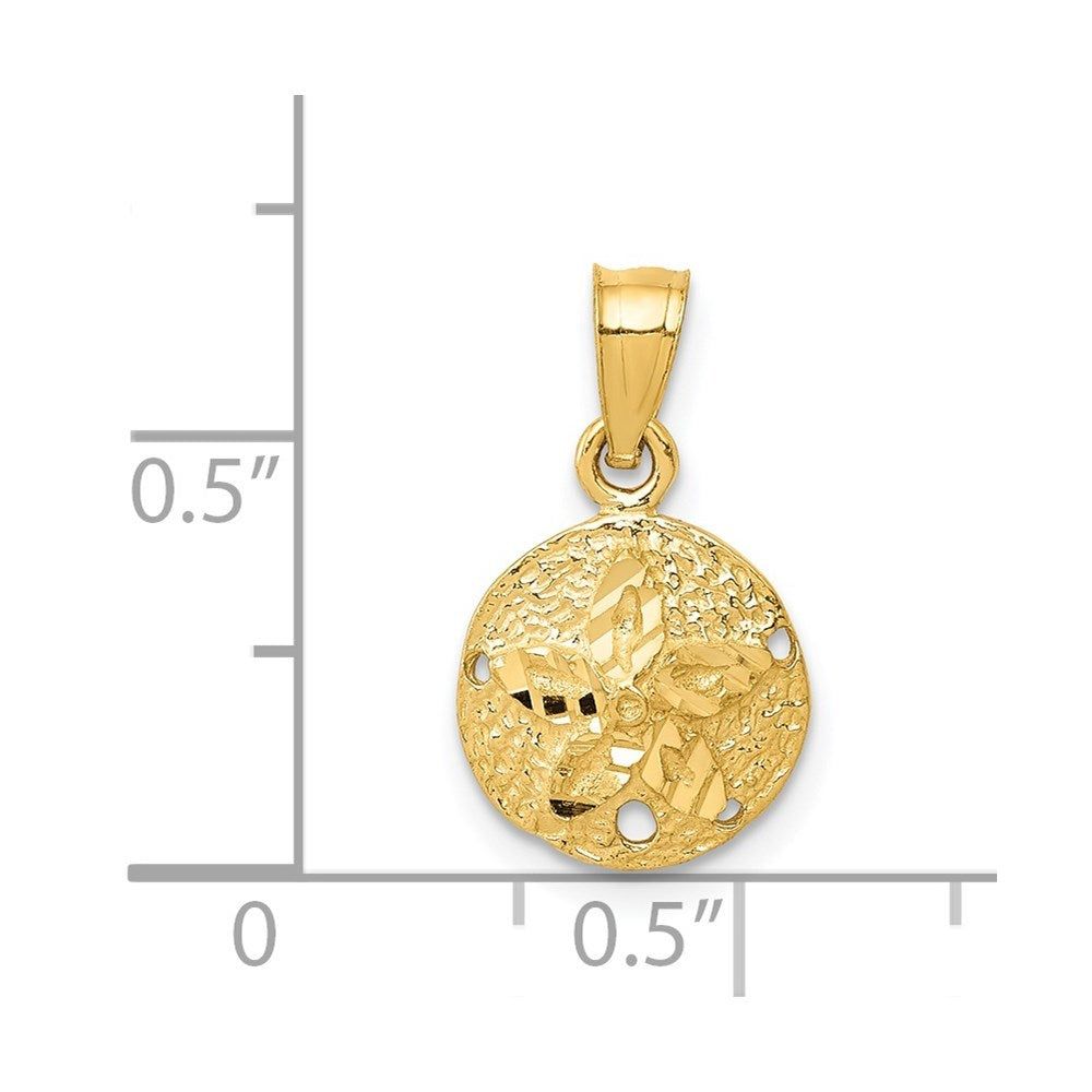 14K Yellow Gold Sand Dollar Pendant 10mm width