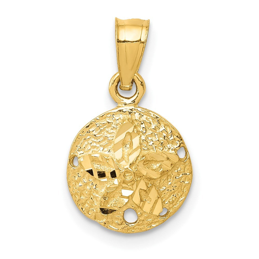 14K Yellow Gold Sand Dollar Pendant 10mm width