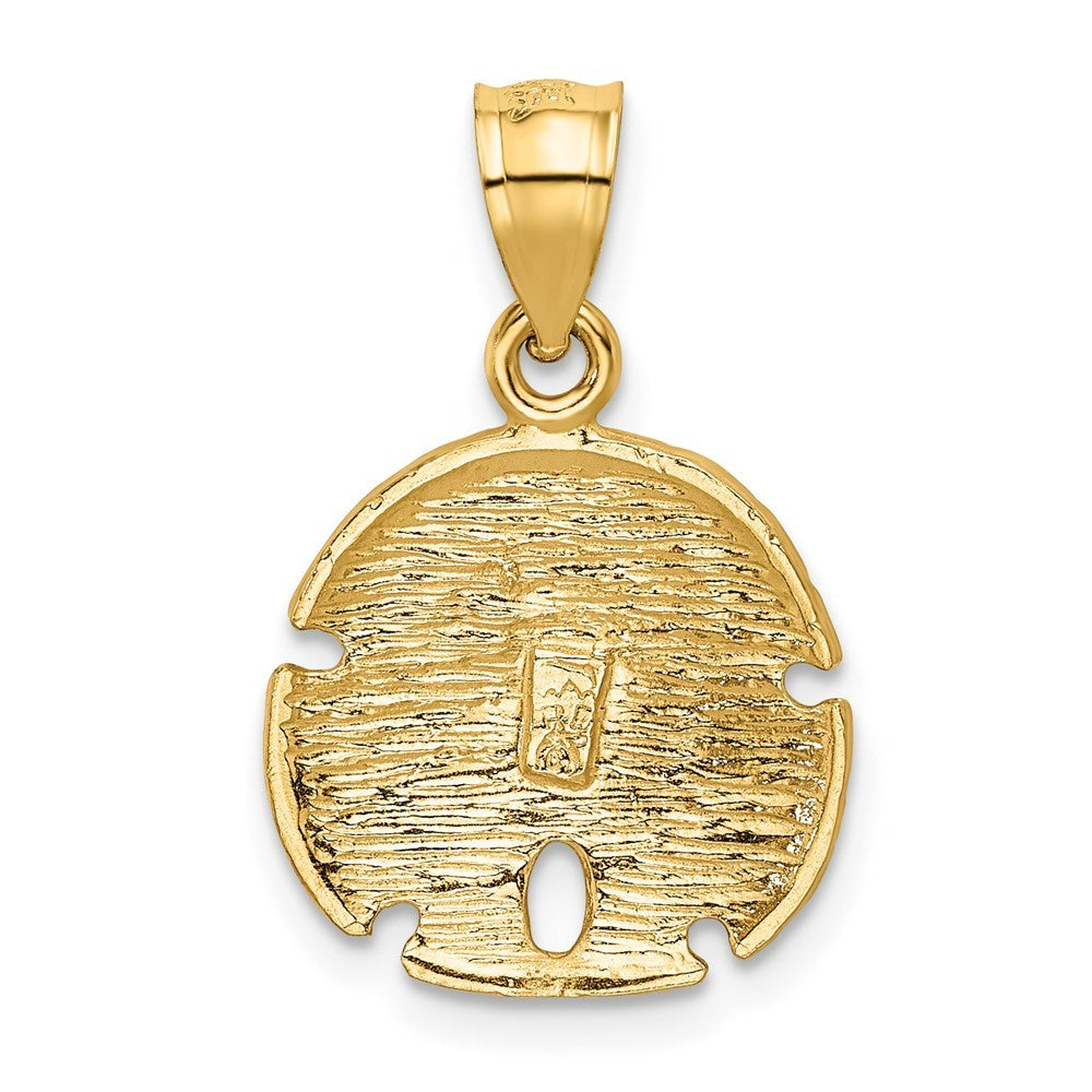 14K Yellow Gold Sand Dollar Pendant 15mm width