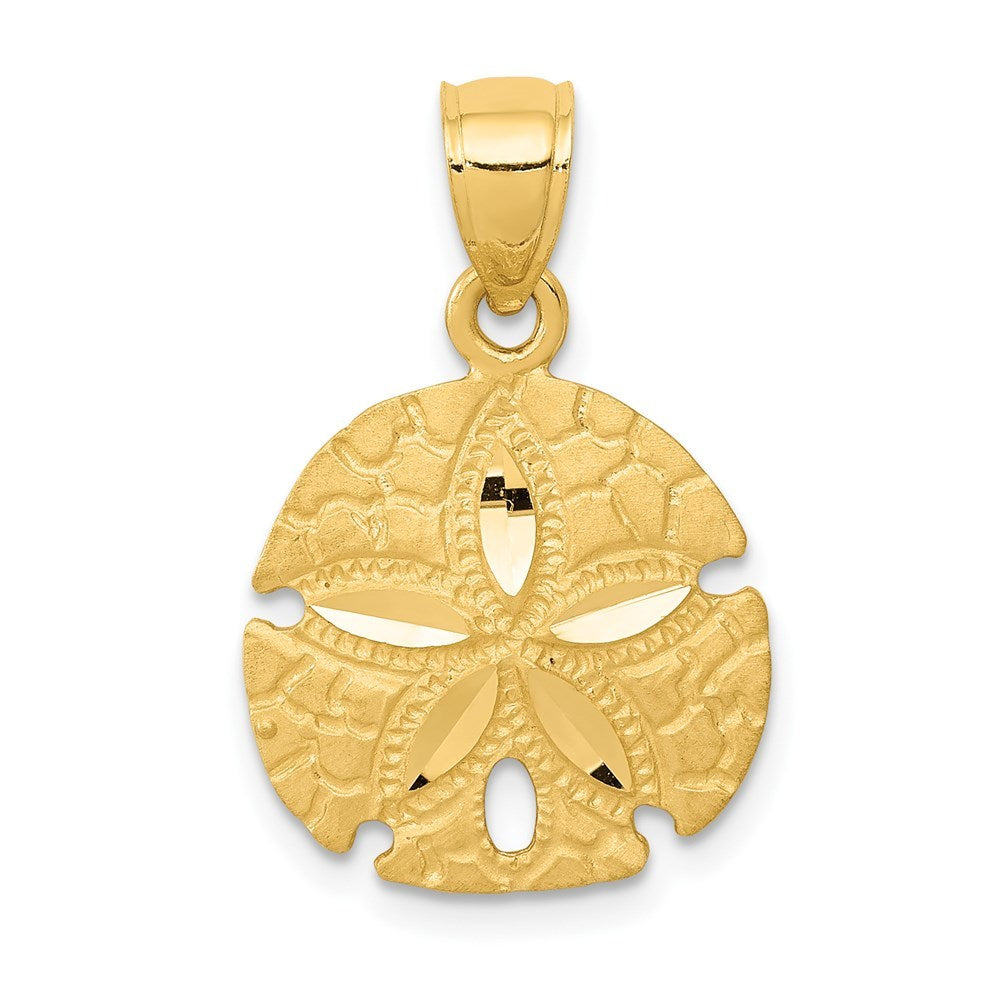 14K Yellow Gold Sand Dollar Pendant 15mm width