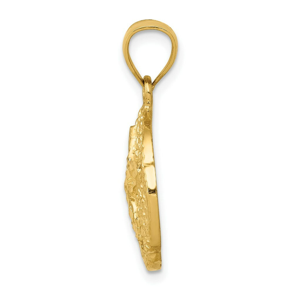 14K Yellow Gold Sand Dollar Pendant 15mm width