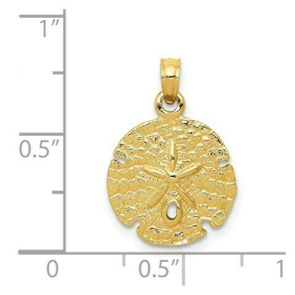 14K Yellow Gold Sand Dollar Pendant 15mm width