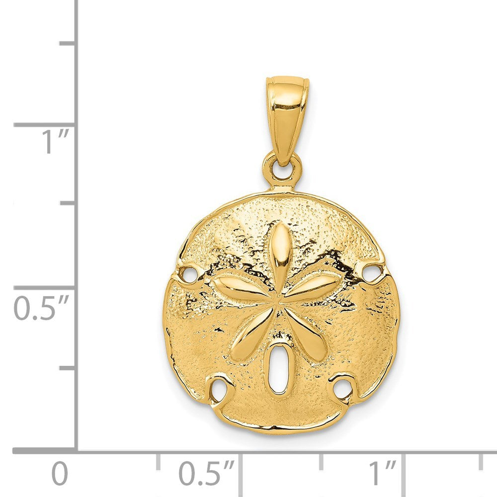 14K Yellow Gold Sand Dollar Pendant 18mm width
